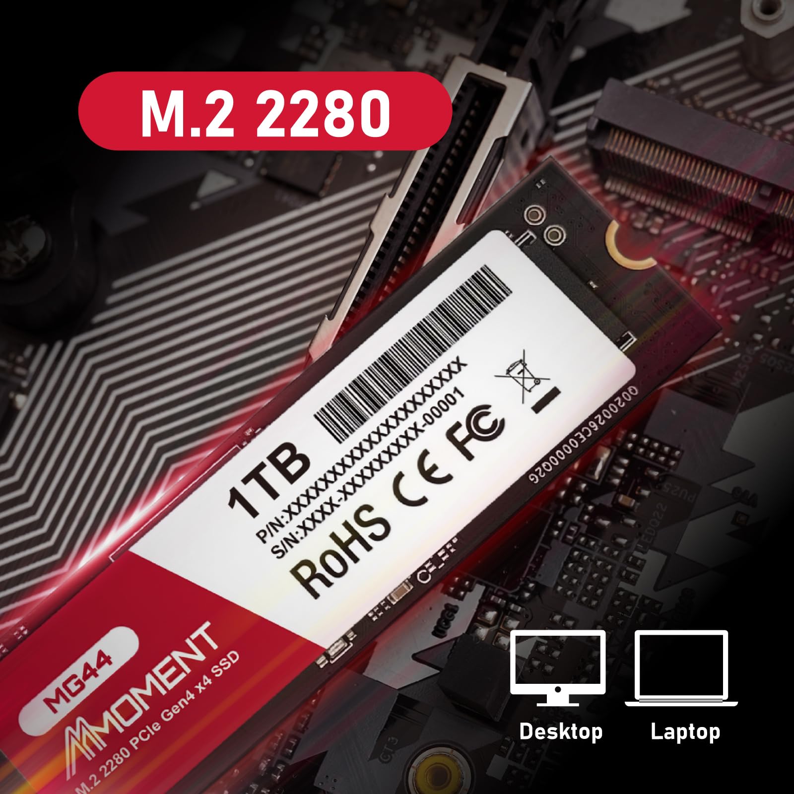 Amazon | MMOMENT MG44 PCIe 4.0 NVMe SSD 1TB M.2 2280 内蔵型